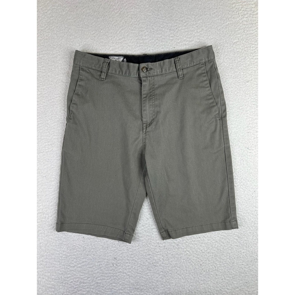 Volcom Mens 30 Gray Chino Walk Shorts 10 Inseam Stretch Casual Summer